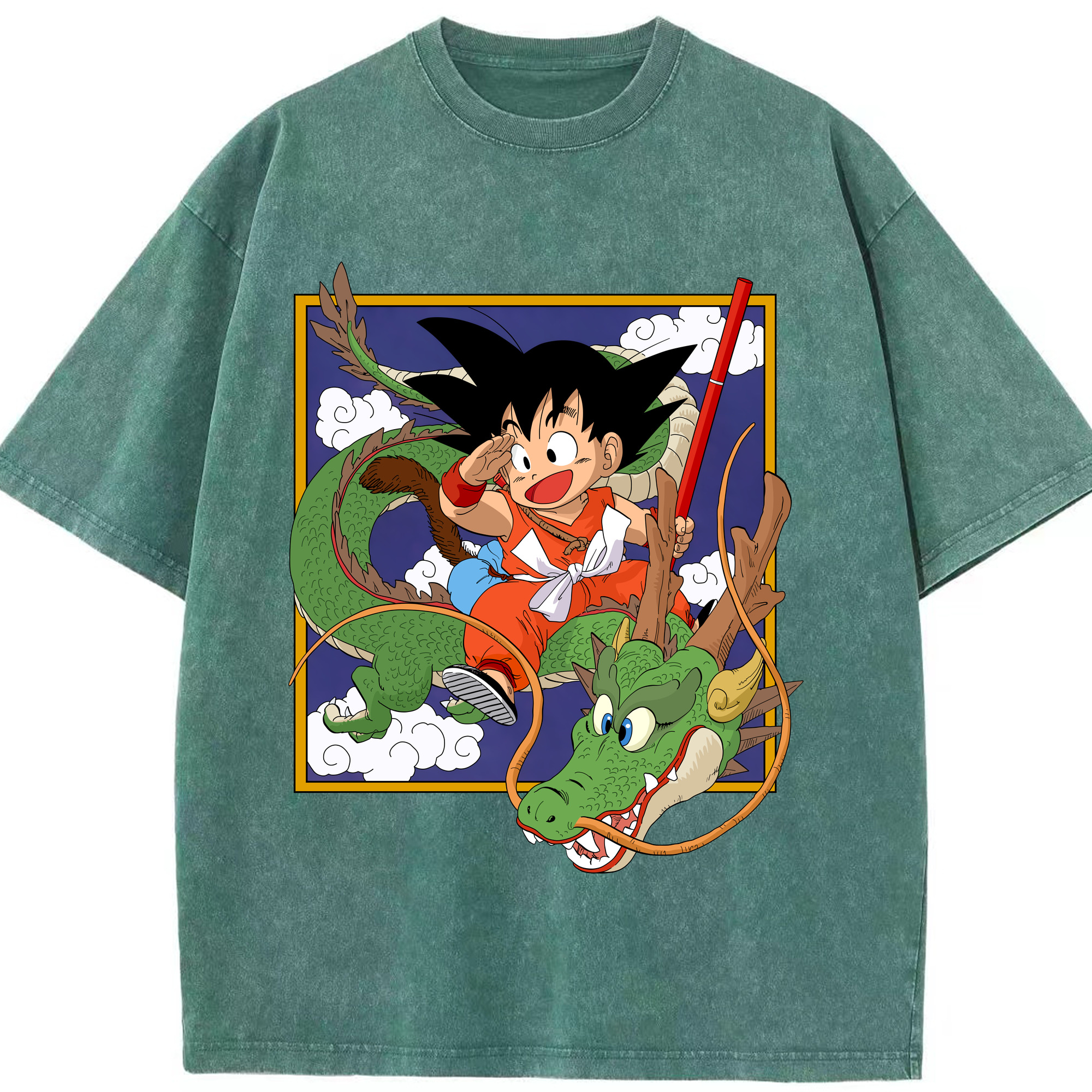 （画像用） ドラゴンボール 孫悟空（そん ごくう）Son Goku カカロット DRAGON BALL Kakarotto 綿100% ヴィンテージ風 半袖Tシャツ（フロントプリント）